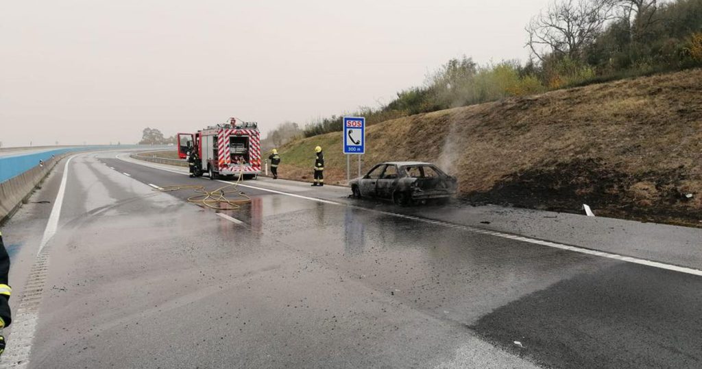  Incêndio em carro corta A25 em Vouzela