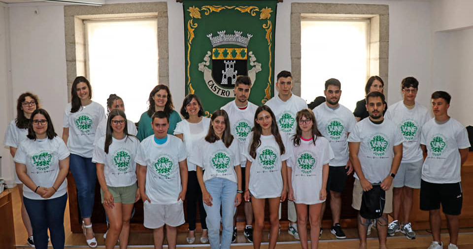  Jovens voluntários olham para a floresta em Castro Daire