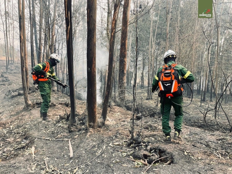  Incêndios: pelotão do RI14 no combate e rescaldo. Mais de 400 militares do Exército empenhados