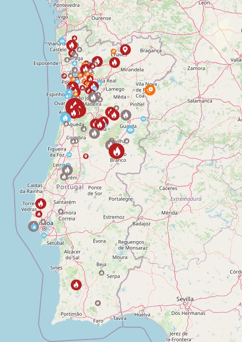  Incêndios: noite de aflição em Nelas, Carregal do Sal, Mangualde, Penalva, Vila Nova de Paiva e Castro Daire