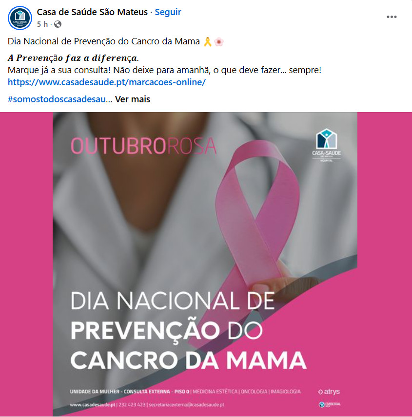  Instituições de Viseu assinalam Dia Nacional de Luta Contra o Cancro da Mama