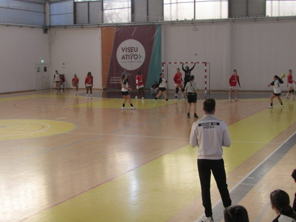  Jogo de andebol entre Lusitano FCV e SL Benfica leva centenas de adeptos ao Fontelo