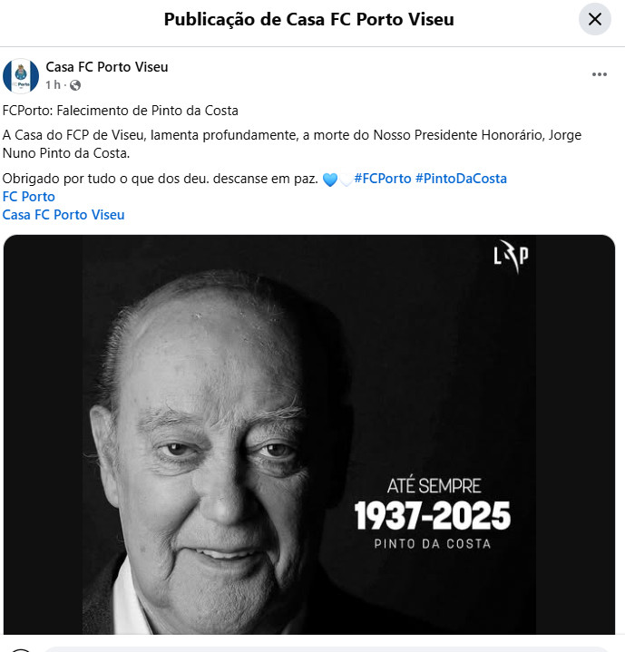  Morreu Pinto da Costa, antigo presidente do FC Porto